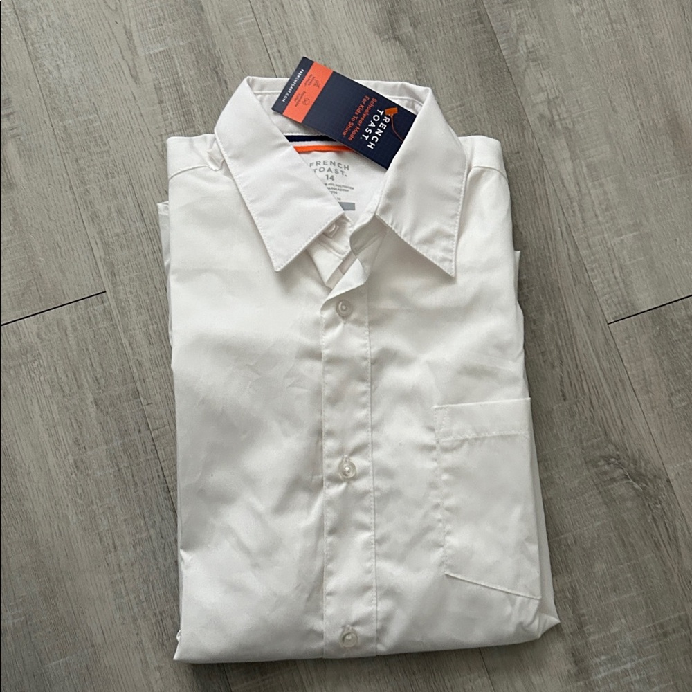 French Toast White Short Sleeve Boys Shirt Sz 14